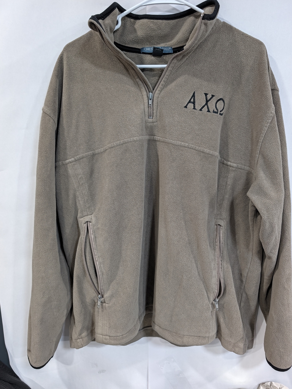 AXΩ Taupe Quarter-Zip Fleece Pullover